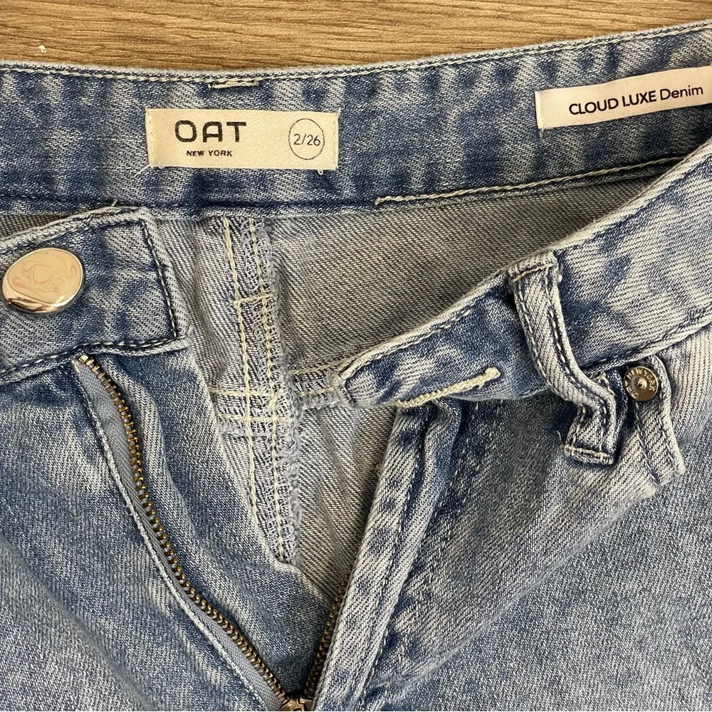 OAT New York High Rise Wide Leg Light Wash Cloud Luxe Denim Jeans - Picture 4 of 12